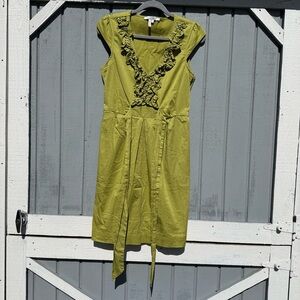 Max and Cleo Size 10 Pocketed Elegant Green Ruffle Dress